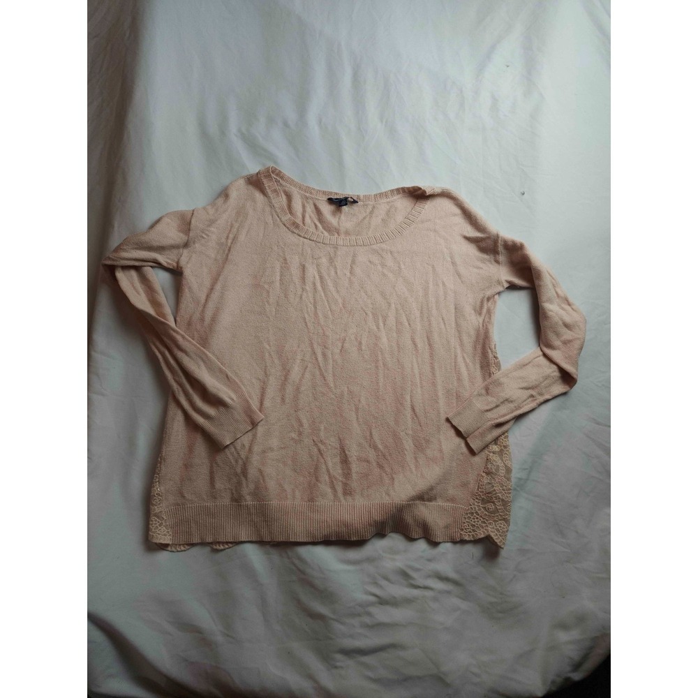 American Eagle Pullover Sweater Womens Small Pink Knit Lace Back Coastal Grandma